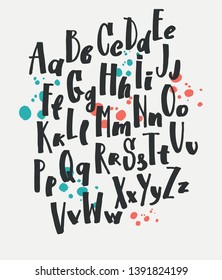 Vector alphabet. Hand drawn letters. Letters of the alphabet written with a brush.