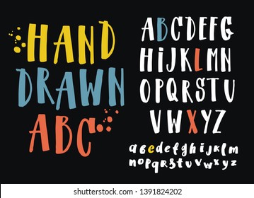 Vector alphabet. Hand drawn letters. Letters of the alphabet written with a brush.