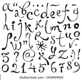 Vector alphabet. Hand drawn letters & figures.