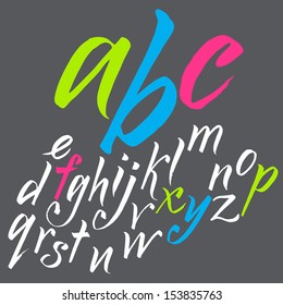 Vector alphabet. Hand drawn letters. Letters of the alphabet written with a brush. Font consists of two files. Look in the portfolio.