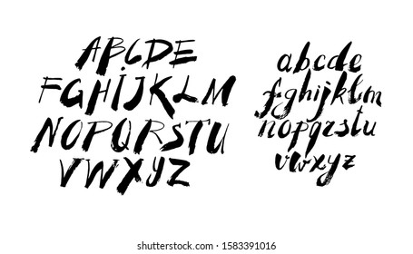 Vector alphabet. Hand drawn letters, written with a brush. Calligraphy font.  