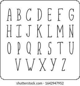 Vector alphabet. Hand drawn letters. Simple and vintage style.