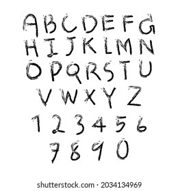 Vector alphabet. Hand drawn letters. Letters of the alphabet written with a brush.
