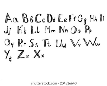 Vector alphabet. Hand drawn letters. 