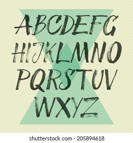 Vector alphabet. Hand drawn letters. Letters of the alphabet written with a brush.