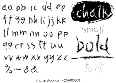 Vector alphabet. Hand drawn letters. Letters of the alphabet. Lower case letters. Bold.