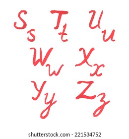 Vector alphabet. Hand drawn letters. Letters of the alphabet written with a brush.