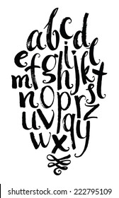 Vector alphabet. Hand drawn letters written with a brush