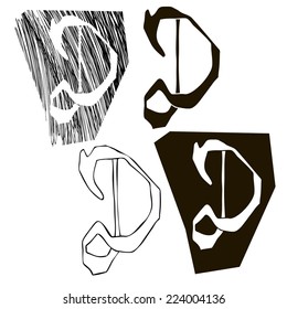 Vector alphabet. Hand drawn letters. Letters of the alphabet written with a brush. Spots and blotches. 