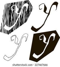 vector alphabet. Hand drawn letters. Letters of the alphabet written with a brush. Spots and blotches. 