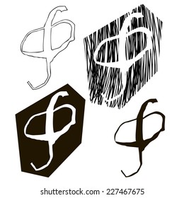 vector alphabet. Hand drawn letters. Letters of the alphabet written with a brush. Spots and blotches. 