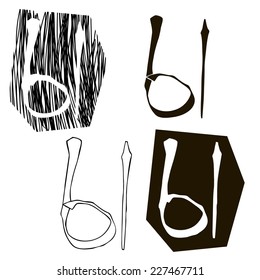 vector alphabet. Hand drawn letters. Letters of the alphabet written with a brush. Spots and blotches. 