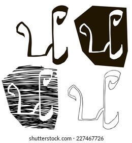 vector alphabet. Hand drawn letters. Letters of the alphabet written with a brush. Spots and blotches. 
