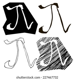 vector alphabet. Hand drawn letters. Letters of the alphabet written with a brush. Spots and blotches. 