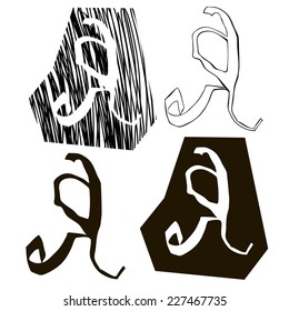 vector alphabet. Hand drawn letters. Letters of the alphabet written with a brush. Spots and blotches. 