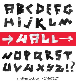 Vector alphabet. Hand drawn letters. Letters of the alphabet written with a brush.