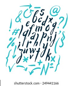 Vector alphabet. Hand drawn letters. Letters of the alphabet written with a brush.