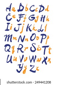 Vector alphabet. Hand drawn letters. Letters of the alphabet written with a brush.