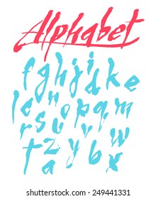 Vector alphabet. Hand drawn letters. Letters of the alphabet written with a brush.