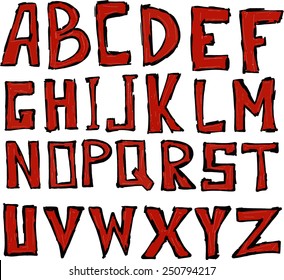 Vector alphabet. Hand drawn letters. Letters of the alphabet written with a brush