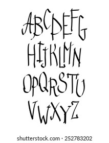 Vector alphabet. Hand drawn letters. Letters of the alphabet written with a brush.
