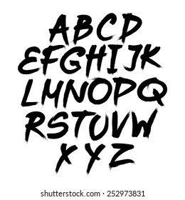 Vector alphabet. Hand drawn letters. Letters of the alphabet written with a brush.