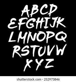 Vector alphabet. Hand drawn letters. Letters of the alphabet written with a brush.