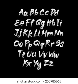 Vector alphabet. Hand drawn letters. written with a brush.