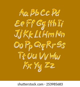 Vector alphabet. Hand drawn letters. written with a brush.