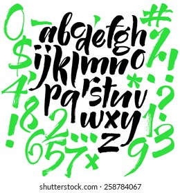 Vector alphabet. Hand drawn letters. Letters of the alphabet written with a brush.