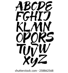 Vector alphabet. Hand drawn letters. Letters of the alphabet written with a brush.