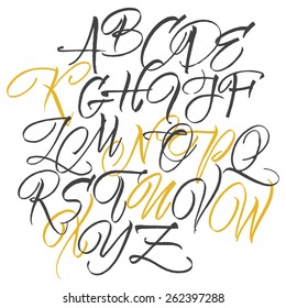 Vector alphabet. Hand drawn letters. Letters of the alphabet written with a Horizon Folded Pen
