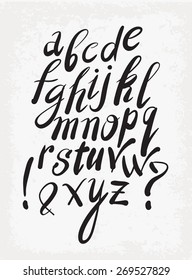 Vector alphabet. Hand drawn letters. Letters of the alphabet written with a ink