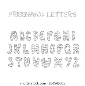 Vector alphabet. Hand drawn letters. Letters of the alphabet written with a pencil.