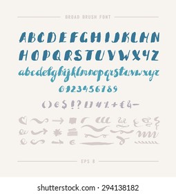 Vector alphabet. Hand drawn letters. Letters of the alphabet written with a broad-brush.