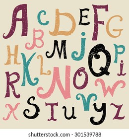 Vector alphabet. Hand drawn letters. Letters of the alphabet. ABC for your design. Easy to use and edit letters.