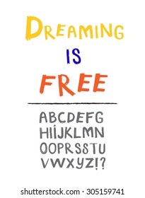 Vector alphabet. Hand drawn letters. Letters of the alphabet written with a brush. Eps file.