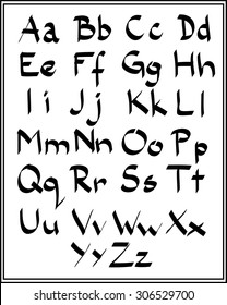 Vector alphabet. Hand drawn letters. Letters of the alphabet freehand written. Capital and small fonts. Calligraphic fonts.