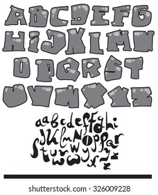 Vector alphabet. Hand drawn letters. Letters of the alphabet written with a brush.