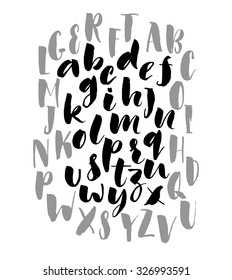 Vector alphabet. Hand drawn letters. Letters of the alphabet written with a brush.