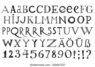 Vector alphabet. Hand drawn letters.