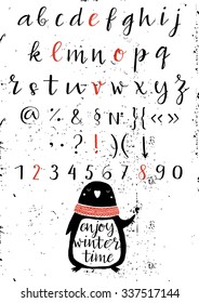 Vector alphabet. Hand drawn letters. Letters of the alphabet written with a brush.