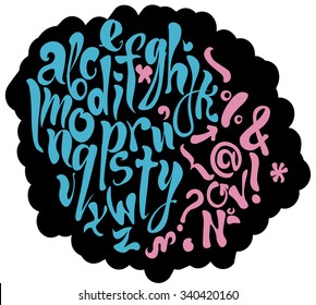 Vector alphabet. Hand drawn letters. Letters of the alphabet written with a brush.