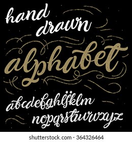 Vector alphabet. Hand drawn letters. Letters of the alphabet written with a brush.