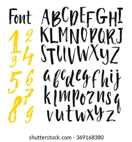 Vector Alphabet. Hand Drawn Letters. Letters Of The Alphabet Written With A Brush.