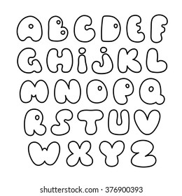 Vector alphabet. Hand drawn letters. Creative comic font. Fat letters. Vector illustration.