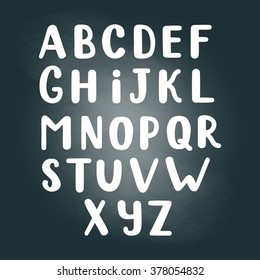 Vector alphabet. Hand drawn letters. Letters of the alphabet written on a chalk board.