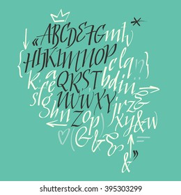 Vector alphabet. Hand drawn letters. Letters of the alphabet written with a brush.