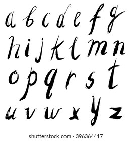 Vector alphabet. Hand drawn letters. Letters of the alphabet written with a brush.