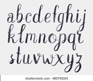 Vector alphabet. Hand drawn letters. Letters of the alphabet written with a brush.Modern Vector Watercolor Alphabet. Watercolor Font. ABC Painted Letters. Modern Brushed Lettering. Painted Alphabet